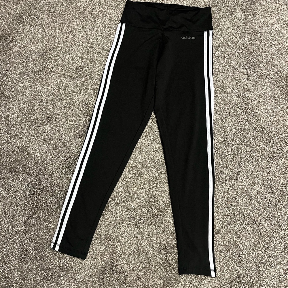 Adidas Women’s Black Leggings with Dual White Stripes